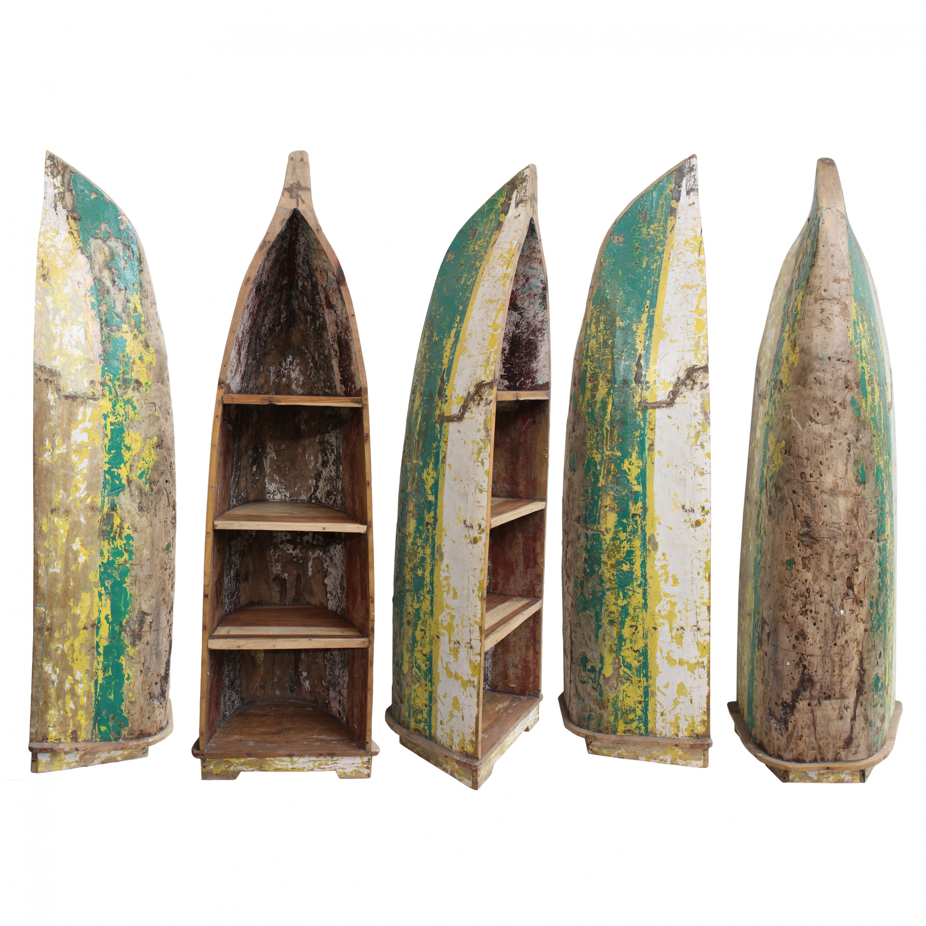 Bootsregal Regal Boot Teakholz Massiv 100 % recyceltes Fischerboot