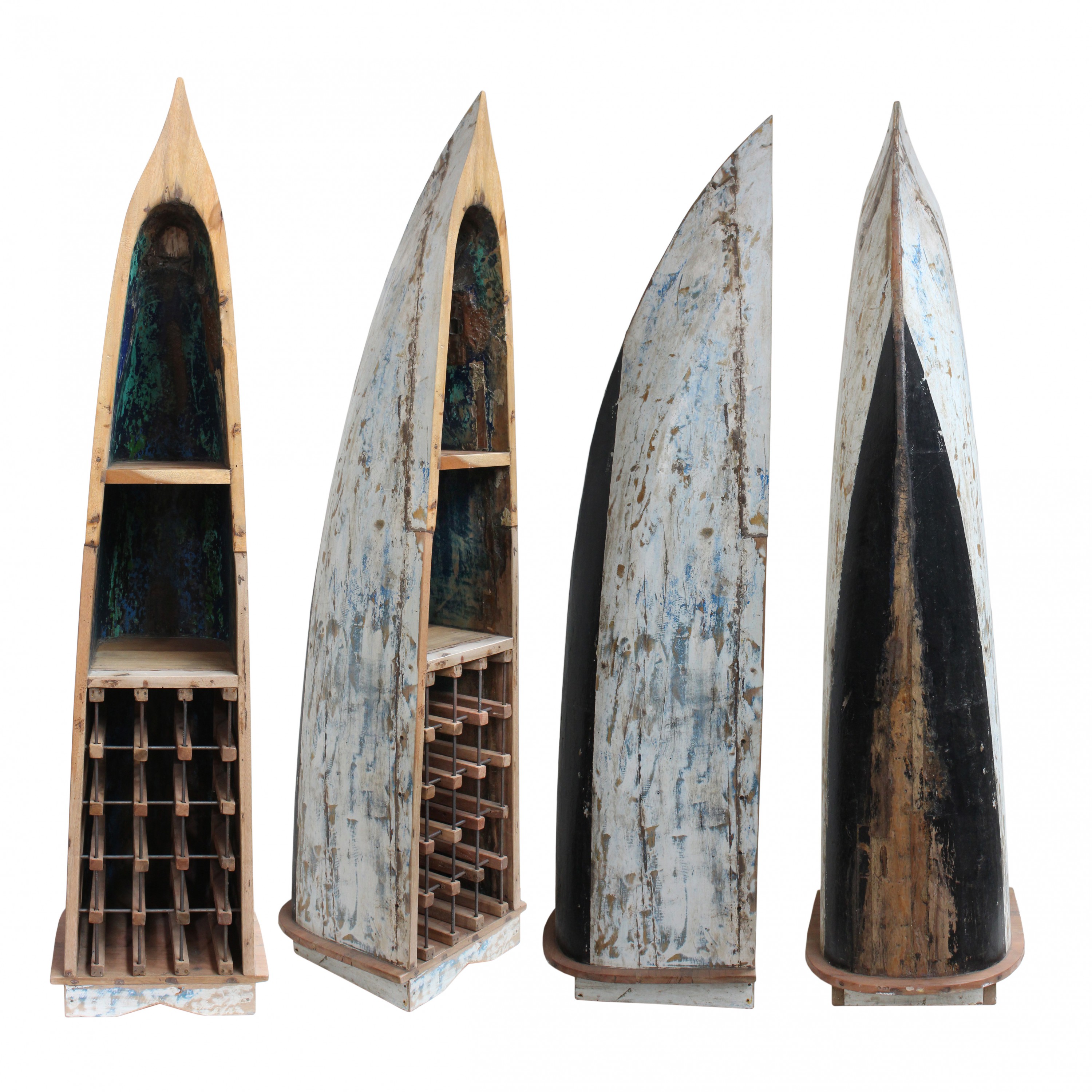 Bootsregal Regal Boot Teakholz Massiv 100 % recyceltes Fischerboot